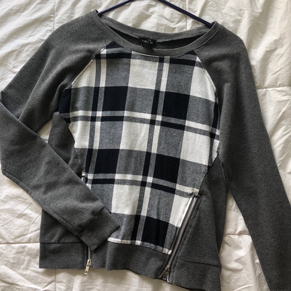 checkered and gray long sleeve